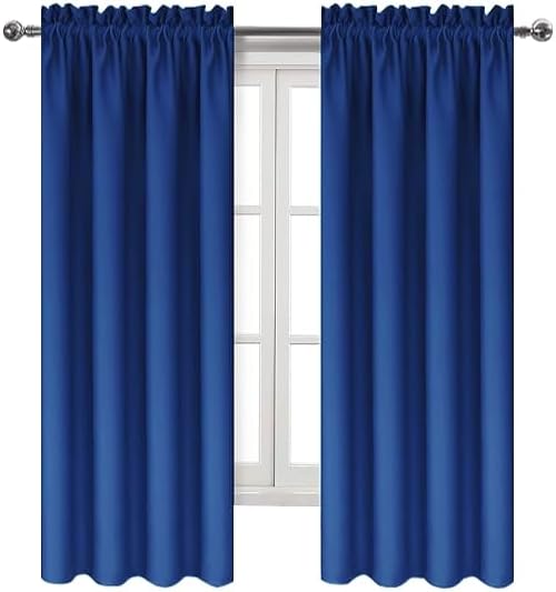 DWCN Blackout Curtains for Bedroom Living Room 42 x 63 Inch Long 2 Panels | Room Darkening, Thermal Insulated, Light Blocking, Rod Pocket Drapes, Noise Reducing Window Treatments, Classic Blue