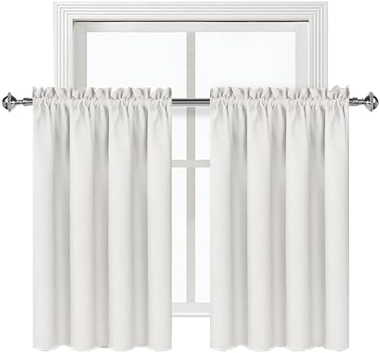 DWCN Short Blackout Curtains 52 x 36 Inch Long for Kitchen RV Bunk Ivory | 2 Panels Set, Kitchen Window Curtains Over Sink, Thermal Insulated, Light Blocking, Rod Pocket Drapes for Small Window