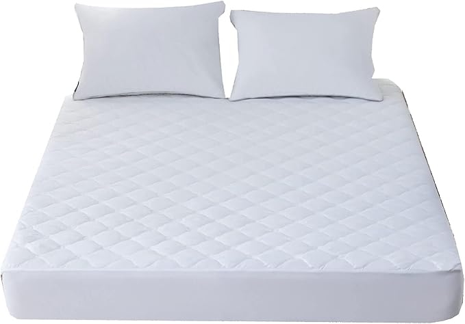 Kingnex Olympic Queen 66x80 Waterproof Quilted Mattress Protector Pad | Super Queen Padded Fitted Cover, Soft Brushed Microfiber Surface