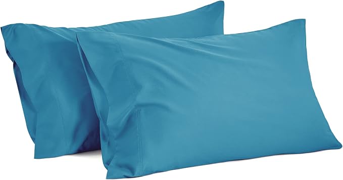 BEDELITE Pillow Cases Standard Size 2Pcs, Rayon Derived from Bamboo, Teal | Cooling and Breathable Pillow Cover for Hot Sleepers & Night Sweats, Silky Soft Cozy, Envelope Closure, 20"x26"