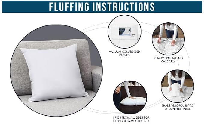 Utopia Bedding 16x16 Pillow Inserts, White Throw Pillows for Couch, 2 Pack | 100% Virgin Filling, Indoor Cushion Inserts for bed, sofa & couch, Extra Filled, Supportive & Fluffy Decorative Pillows