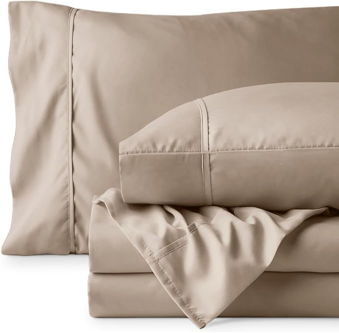 Bare Home Twin XL Sheet Set - 1800 Ultra-Soft (Twin XL, Pebble) | Deep Pockets 6 to 15 Inches, Breathable, Hypoallergenic, Hotel Luxury, Easy Fit, Soft, All-Season