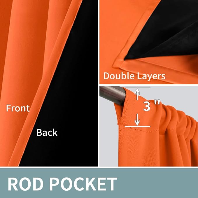 BGment Burnt Orange Blackout Curtains for Bedroom 72 Inch Length 2 Panels | Thermal Insulated, Full Room Darkening Noise Canceling, Living Room Curtains with Rod Pocket, 52 x 72 Inch