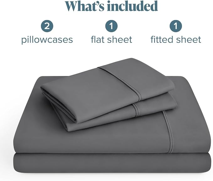 Bare Home Short Queen Sheet Set - 1800 Ultra-Soft (Queen Short, Grey) | Deep Pockets 6 to 15 Inches, Breathable, Hypoallergenic, Hotel Luxury, Easy Fit, Soft, All-Season