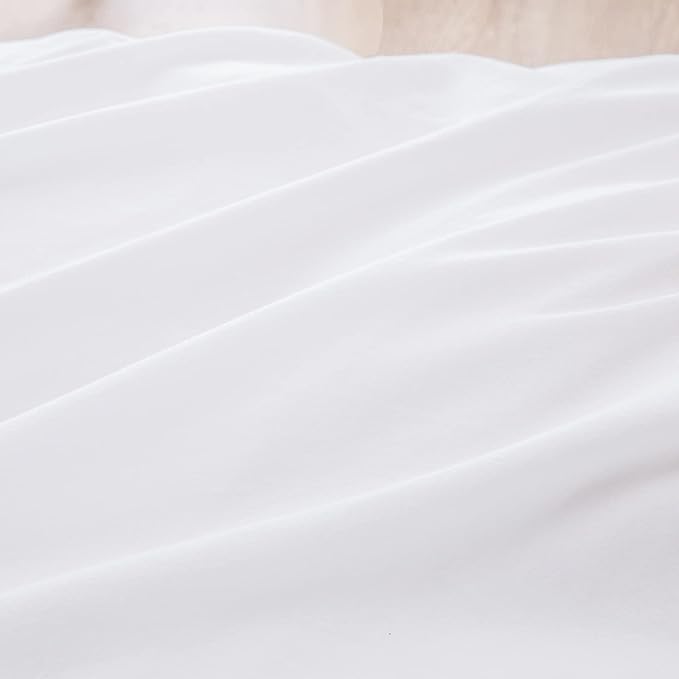 BESTOUCH Cotton Solid Duvet Cover Set Linen Feel Bright White Queen | 100% Washed Cotton, Soft Wrinkle Texture, Hidden Zipper, 8 Ties, Breathable Lightweight Durable Comfy, 3 Pcs No Insert