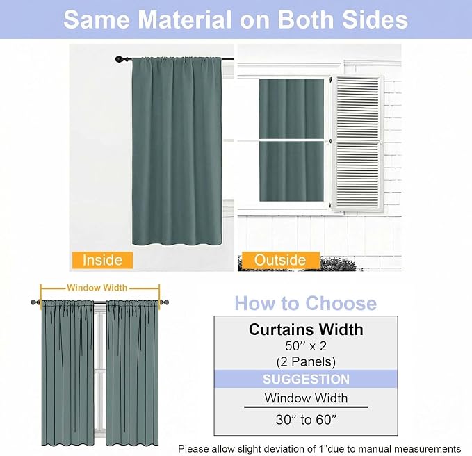 Simplebrand Ava Blackout Curtains for Patio 108 Inches Long 2 Panels Set, Solid Thermal Insulated Room Darkening Rod Pocket Window Treatment Curtains Blackout Drapes, W50 x L108 Inch, Dark Green