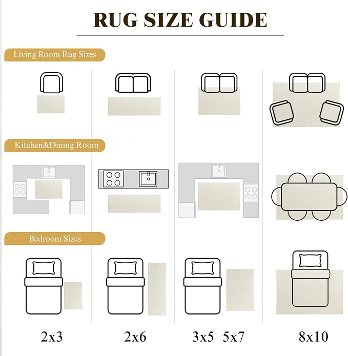 LIANLAM Washable Rug Area Rugs for Living Room - Stain Resistant Non-Slip Backing Boho Rug for Bedroom,Durable & Ultra-Thin Vintage Large Area Rug(5' x 7',White)