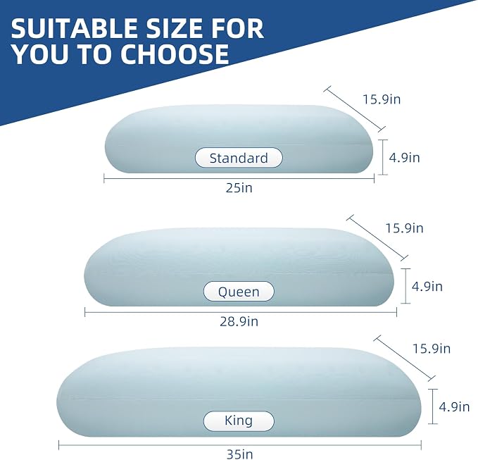 HIMOON Cooling Memory Foam Pillow, Bed Pillow for Sleeping, Queen Size, Breathable Memory Foam, Premium Support with Washable Cover for Back, Side and Stomach Sleepers (1 Pack)