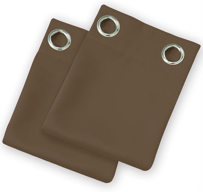 Brown Thermal Blackout Curtains/42 x 72 Inch/Set of 2 Panels Room Darkening Curtains for Bedroom