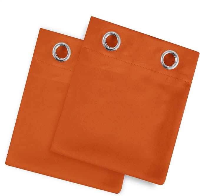 Blackout Curtains 66 x 72 Inch Long Orange Curtains Set of 2 Panels Room Darkening Curtains for Bedroom and Living Room