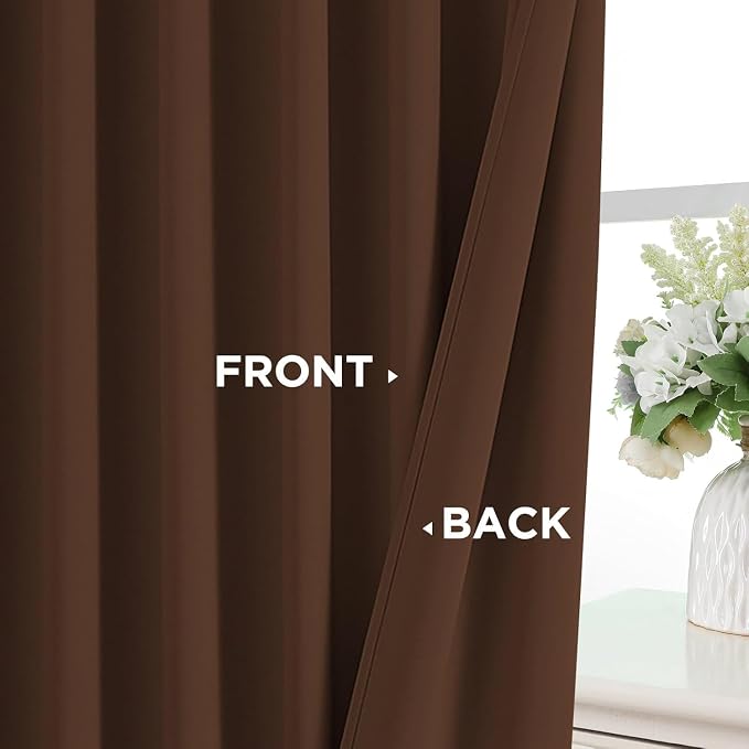 Joydeco Blackout Curtains 96 Inches Long for Bedroom, Thermal Insulated Black Out Curtains 2 Panels Set, Room Darkening Drapes for Living Room Window (W52 x L96 Inch, Brown)