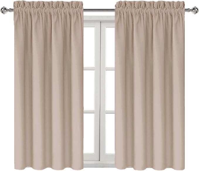 DWCN Blackout Curtains for Bedroom Living Room 38 x 45 Inch Long Camel | 2 Panels Set, Room Darkening, Thermal Insulated, Light Blocking, Rod Pocket Drapes, Noise Reducing Window Treatments