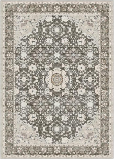 8x10 Area Rugs for Living Room,Large Washable Floral Carpet Brown | Soft Stain Resistant,Kid Pet Friendly,Compatible with All Vacuums,0.25inch Low Pile for Bedroom Dining Room Home Office