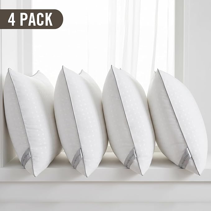 HIMOON Bed Pillows for Sleeping Set of 4,Queen Size Cooling Pillows 4 Pack,Top-end Microfiber Cover for Side Stomach Back Sleepers