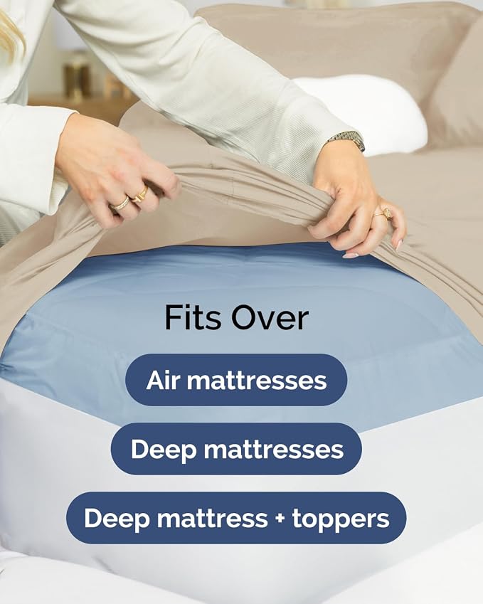 2 Pack Extra Deep Twin XL Fitted Sheets with Extra Deep Pockets - Cream | Hotel Luxury Bottom Fitted Sheets Only, Soft, Fade & Wrinkle Free, Breathable & Comfy, All Around Elastic Fitted Sheets