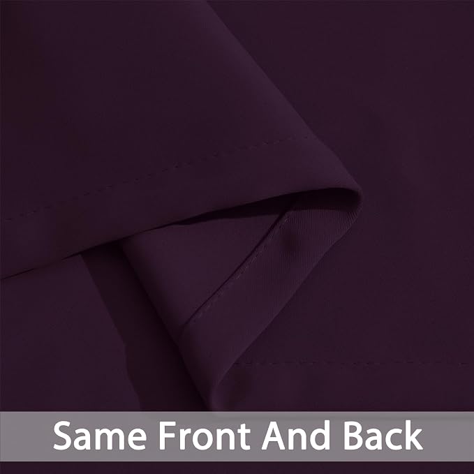 Yakamok Room Darkening Curtains 52x63 inch Length Dark Purple-Living Room | 2 panels,grommet blackout window treatment,thermal insulated,light blocking drapes,privacy protection,bedroom dining room