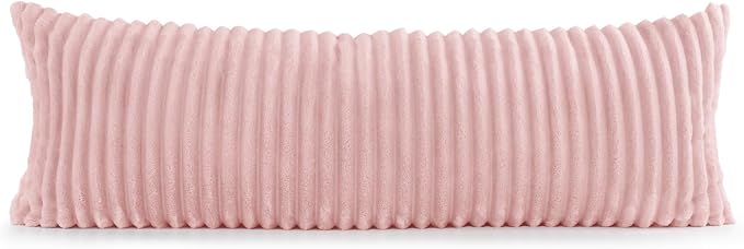 BEDELITE Fluffy Striped Body Pillow Cover with Zipper, Pink, 20x54 | Ultra-soft Faux Fur with 10D Striped Texture, Comfy, Plush, and Cloud-like, Body Pillow Pillowcase for Bed Couch Room Decor