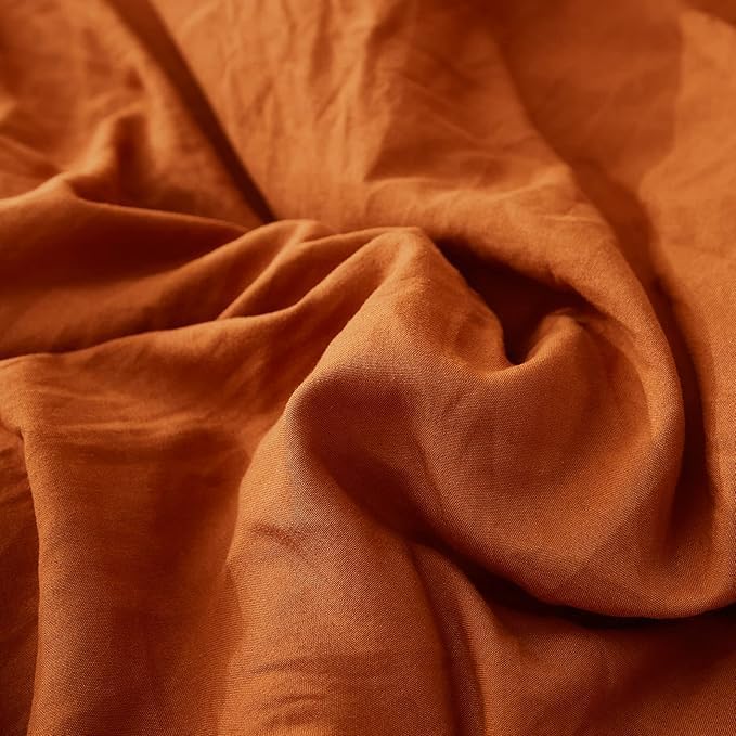 Merryword Burnt Orange Pillowcases Standard Pillowcases 20x26inch Cute Pillowcases Rust Ruffle Set of 2 Shabby Chic Caramel Pillow Cover