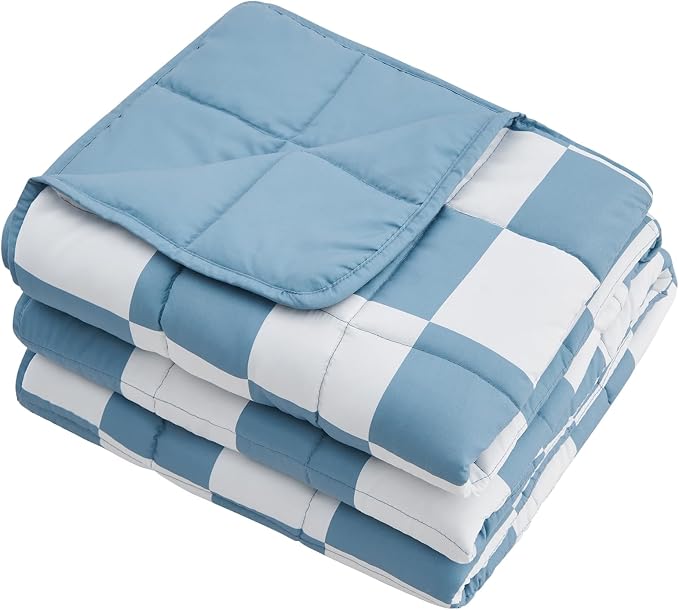 Weighted Blanket for Adults 20lbs, 88"x104", King Size Cooling Heavy Throw Blanket for 180-220lbs, Microfiber Soft Big Blankets Weighted Comforter, Blue Checkered