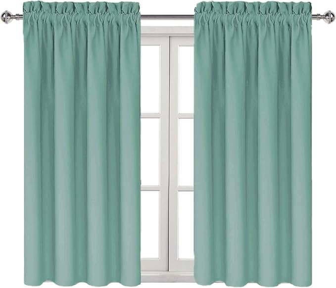 DWCN Blackout Curtains for Bedroom 42 x 54 Inch Long Sage Green 2 Panels | Room Darkening, Thermal Insulated, Light Blocking, Rod Pocket Drapes, Noise Reducing Window Treatments