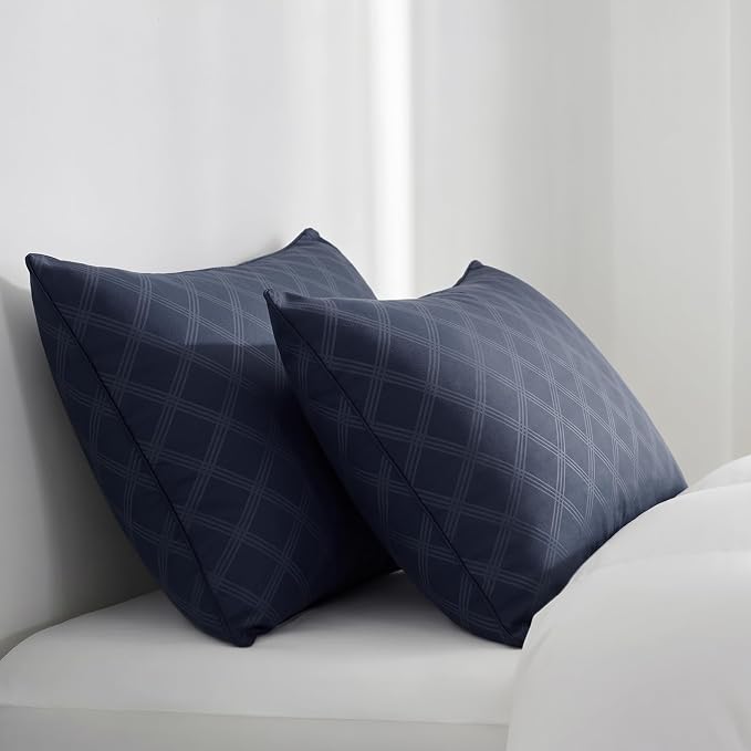 Vorouhals Hotel Collection Bed Pillows for Sleeping 4 Pack Standard Size Cooling Pillows Set of 4 for Back, Stomach or Side Sleepers, Super Soft Down Alternative Microfiber Filled Pillows (Navy)