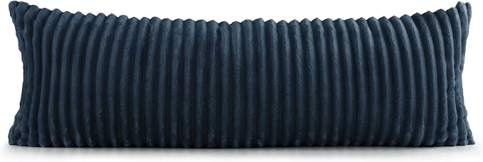 BEDELITE Fluffy Striped Body Pillow Cover with Zipper, Navy Blue, 20x54 | Ultra-soft Faux Fur with 8D Striped Texture, Comfy, Plush, and Cloud-like, Body Pillow Pillowcase for Bed Couch Room Decor