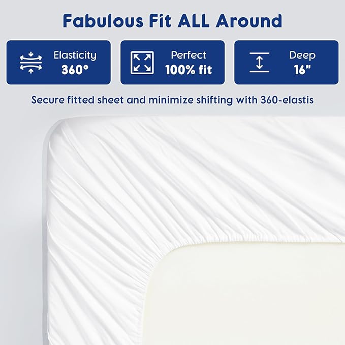 SONORO KATE 100% Egyptian Cotton Sheets,1200 Series,Full Size | Soft Breathable & Cooling LuxuryHotel Cotton,Sateen Weave for Soft Feel,Fits Upto 16" Mattress,4PC,White