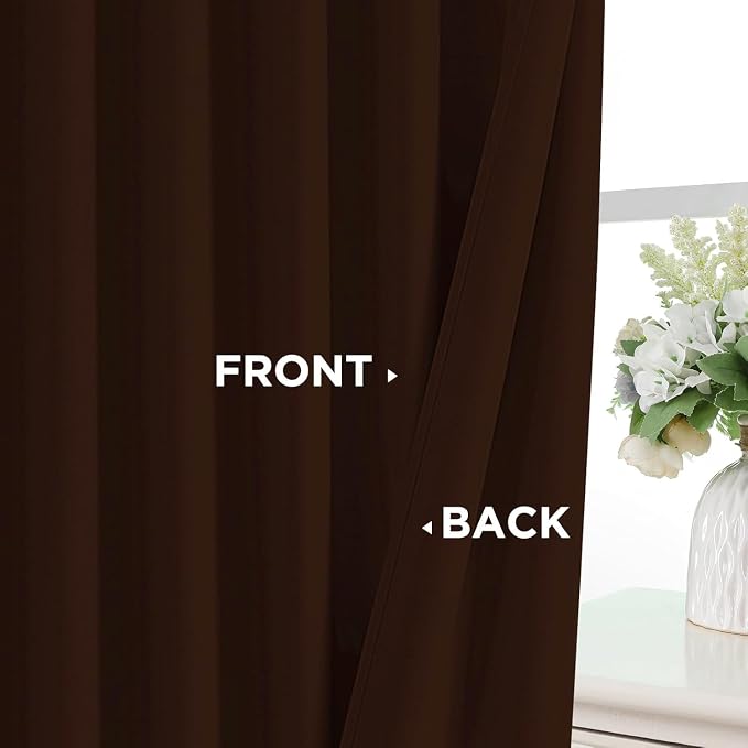 Joydeco Blackout Curtains 96 Inches Long for Bedroom, Thermal Insulated Black Out Curtains 2 Panels Set, Room Darkening Drapes for Living Room, Window Drapes(W52 x L96 Inch, Chocolate)
