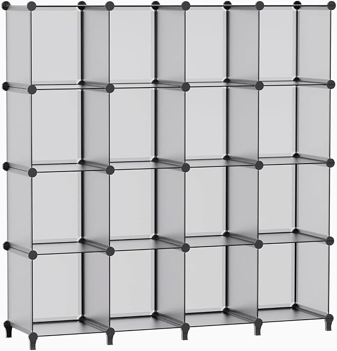 HOMIDEC Closet Organizers and Storage, 16 Cube Storage Organizer | Portable Closet Organizer Cubes Shelves for Clothes, Bedroom, Wardrobe, Kids Room, Bathroom, Grey