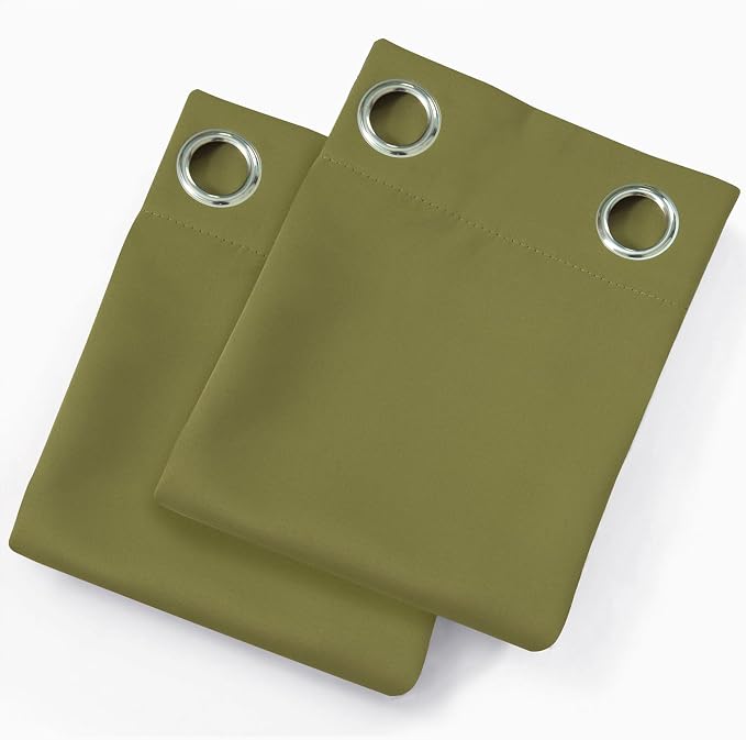 Blackout Curtains 66 x 72 Inch Long Olive Green Curtains Set of 2 Panels Room Darkening Curtains for Bedroom and Living Room