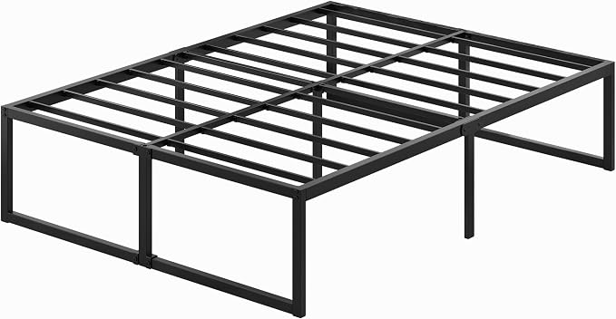 Lutown-Teen 18 Inch King Bed Frame with Heavy Duty Steel Slat Support | Sturdy Mattress Foundation, Metal Platform Beds No Box Spring Needed, Noise Free, Easy Assembly, Black