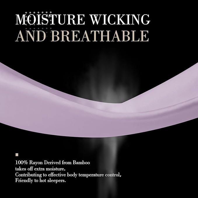 WishSmile Cooling Pillowcases Standard Pillow Cases Set of 2,Hair and Skin Friendly,Light Purple,20x26 inches