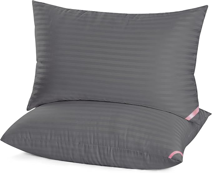 EIUE Bed Pillows for Sleeping 2 Pack Queen Size 20 x 30 Inches,Super Soft Down Alternative Microfiber Filled Pillows,Pillows for Side and Back Sleepers,Black
