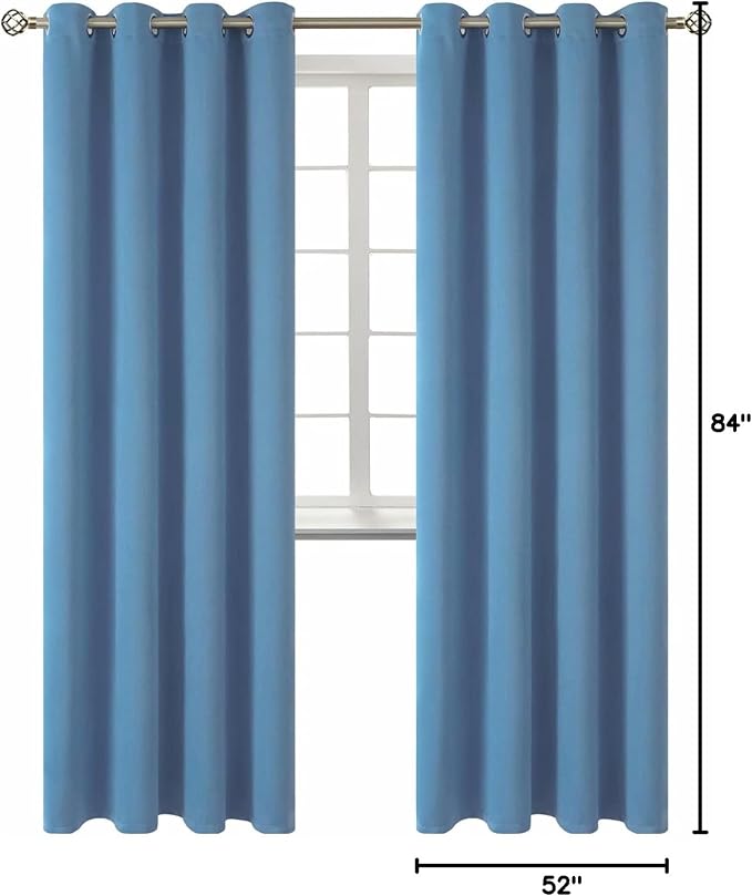 BGment Blackout Curtains for Bedroom - Grommet Thermal Insulated Room Darkening Curtains for Living Room, Set of 2 Panels (52 x 84 Inch, Faded Denim) | Grommet Top, Black Out, Room Darkening, Sunblock, Thermal Insulated, Window Drapes for Bedroom, 52x8...