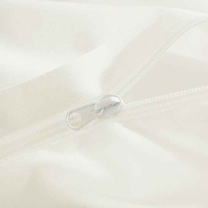 NEXHOME PRO Twin Duvet Cover Set, 100% Washed Cotton with Linen-Like Texture, Natural Organic, Breathable & Comfortable, Includes Home Bedding Set Milk White (No Comforter) 6890