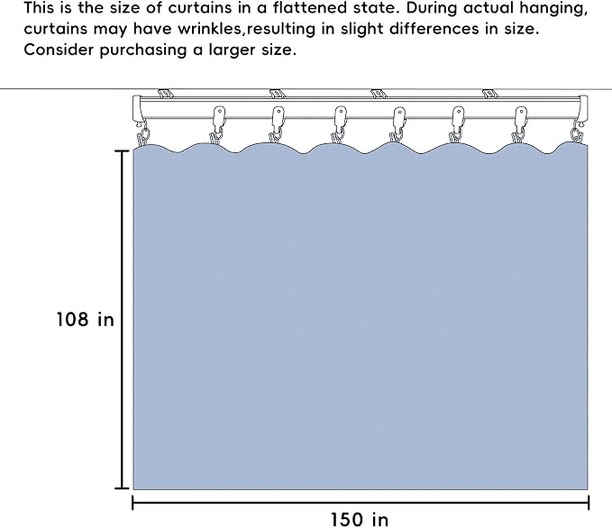 MaKefeile Room Divider Curtains Total Blackout Privacy Curtain Panel Room Thermal Insulated Noise Reduction Curtains for Bedroom Window Living Room Ceiling Track Curtain W 12.5 ft × H 9 ft Azure Blue