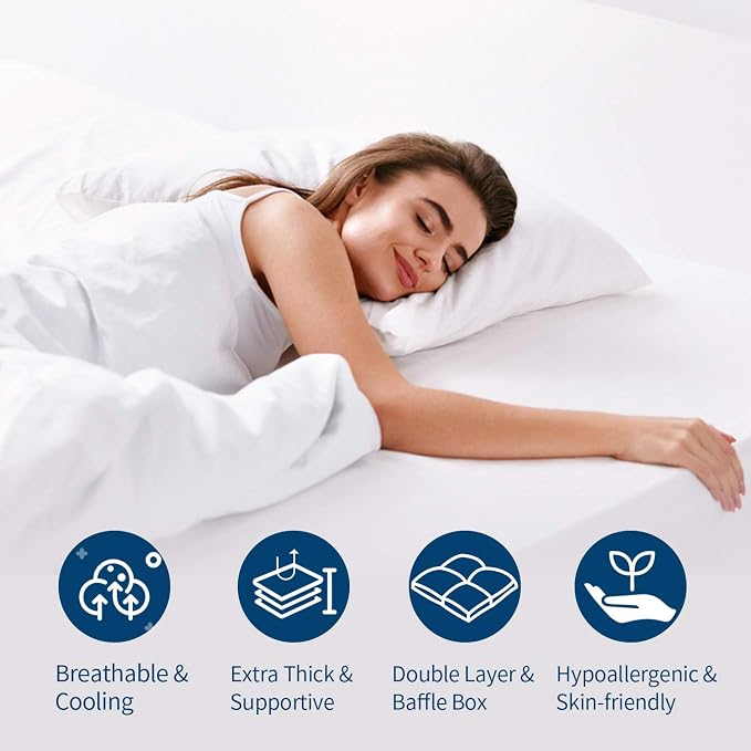 ELEMUSE Cal King Goose Down Feather Mattress Topper, Feathered Pillow Top | Fusion goose down and feather fill adds plush comfort. Deep pocket fits Cal King mattresses for tall sleepers and bedrooms