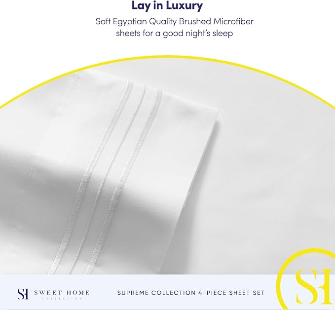 Full Size Sheet Sets - Breathable Luxury Sheets with Full Elastic & Secure Corner Straps Built In - 1800 Supreme Collection Extra Soft Deep Pocket Bedding, Sheet Set, EXTRA DEEP pocket - Full, White