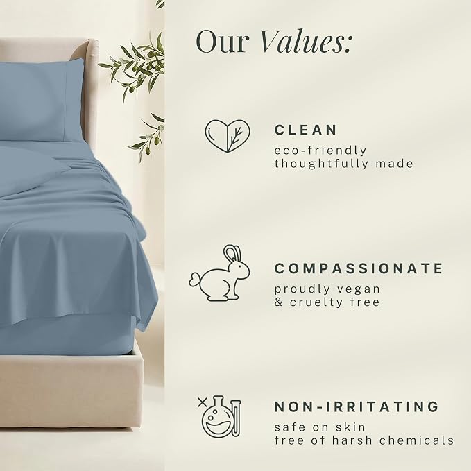 Hearth & Harbor Bed Sheets, Luxury Soft 6 Piece Bed Sheet Set Extra Deep Pocket Fitted Sheets Fits Mattress up to 21", Double Brushed Bedding Sheets & Pillowcases, Split King, Soft Blue