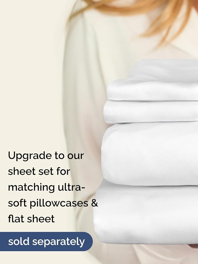 Deep Twin XL Fitted Sheet - College Dorm Room Essentials - White | Easily Fits 18 inch to 24 inch Mattress, Wrinkle Resistant, Soft, Breathable & Comfy, Extra Deep Pockets Fitted Sheet