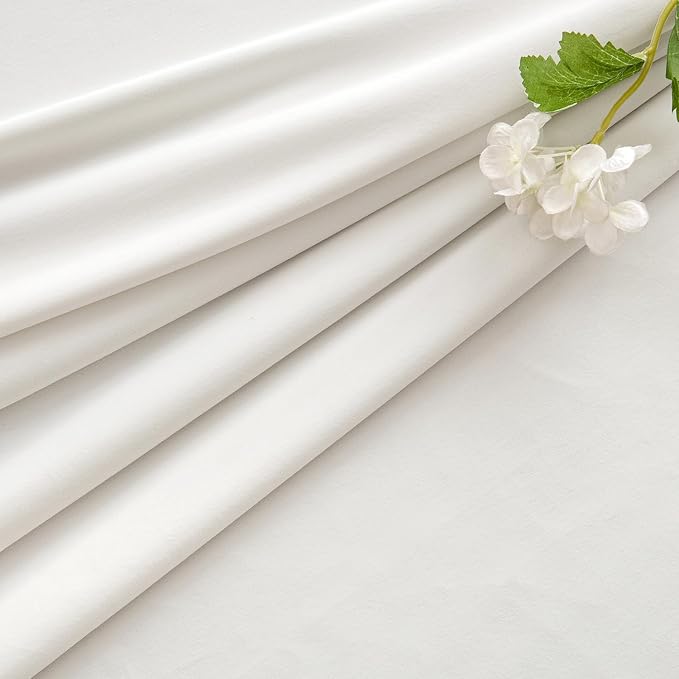 MIULEE Velvet Curtains 50W x 102L 2 Panels Ivory Blackout Curtains | Luxury velvet fabric, pinch pleat design, back tab hooks, thermal insulated, blackout light blocking, for living room bedroom