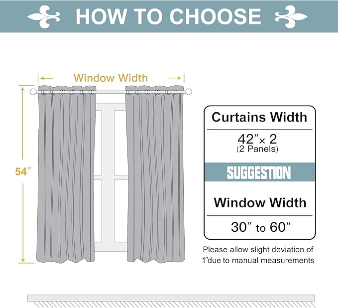 ChrisDowa 100% Blackout Curtains for Bedroom 54 Inches Long 2 Panels Set | 2 Thick Layers, Thermal Insulated, Light Blocking, Grommet, Window Treatment, Living Room Drapes, Forest Green, 42 x 54 Inch