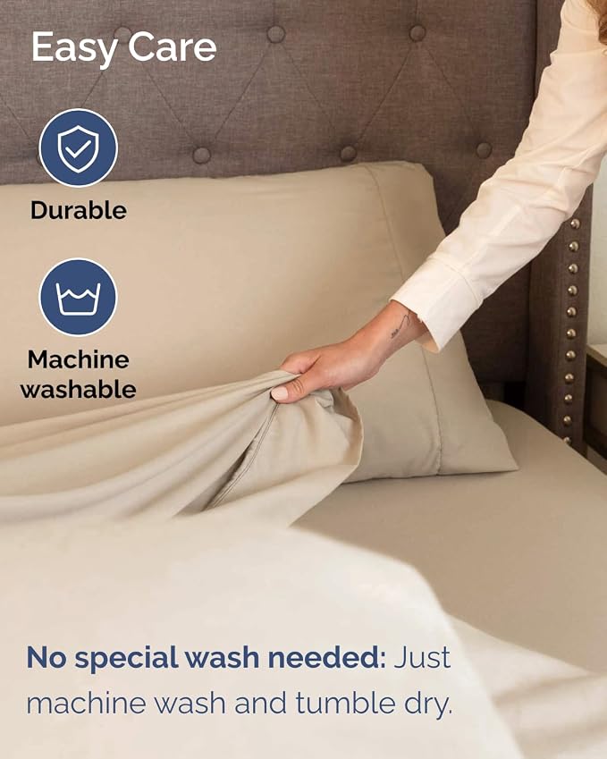 CGK Unlimited Extra Deep Flex Top Split Head King Sheet Set - 6 Piece Breathable and Cooling Sheets - Hotel Luxury Bedding for Women, Men, Kids & Teens - Easy Secure Fit - Extra Deep Pockets - Cream