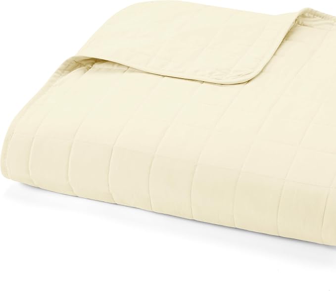 Merit Linens Classic Quilt Coverlet Soft Set in Square Stitching - King/Cal-King Yellow