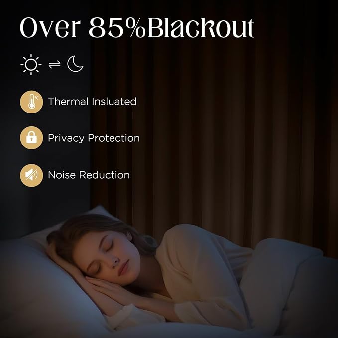 CUCRAF Brown Blackout Curtains 63 inch Length 2 Panels Set, Rod Pocket Room Darkening Drapes for Bedroom Living Room, Insulated Thermal Light Blocking Window Curtain (W52 x L63 Inch)