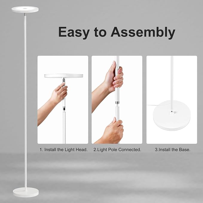 SUNMORY Floor Lamps for Living Room,LED Standing Lamp with Remote Control | 32W/3000LM Super Bright, 69" Tall Floor Lamp with Stepless Dimmable, Modern Torchiere Corner Lamp for Bedroom, Office White