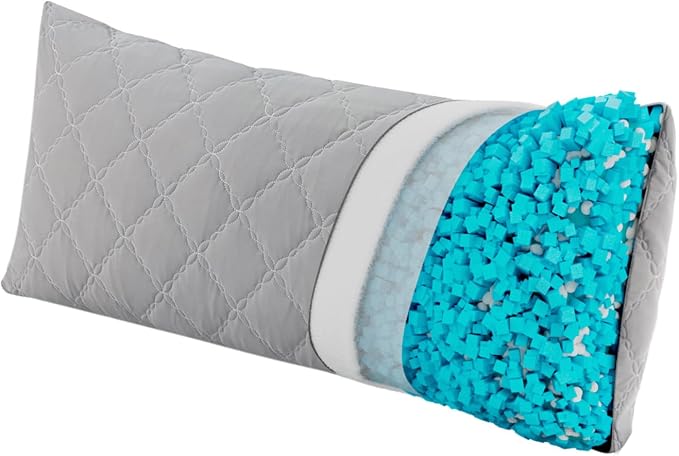 BEDELITE Cooling Body Pillow, Memory Foam Filled, Light Grey, 20x54 Inches | Soft & Cool-Touch Quilted Nylon-Spandex Cover, Adjustable Fill, Perfect for Side Sleepers, Hot Sleepers, Pregnancy, Back Pain