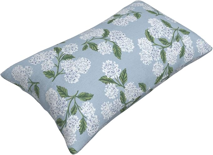 Light Blue Pillow Covers 12x20 Inch 2 Pcs Blue Green Hydrangea Flower Decor Throw Pillows Vintage Floral Seasonal Spring Summer Outdoor Decoration Pillowcase Linen Cushion Cover for Couch Sofa