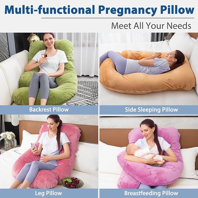 60 Inch Pregnancy Pillow for Sleeping (Brown) | Extra Large U Shaped Body Pillow, Maternity Pillow for Pregnant Women