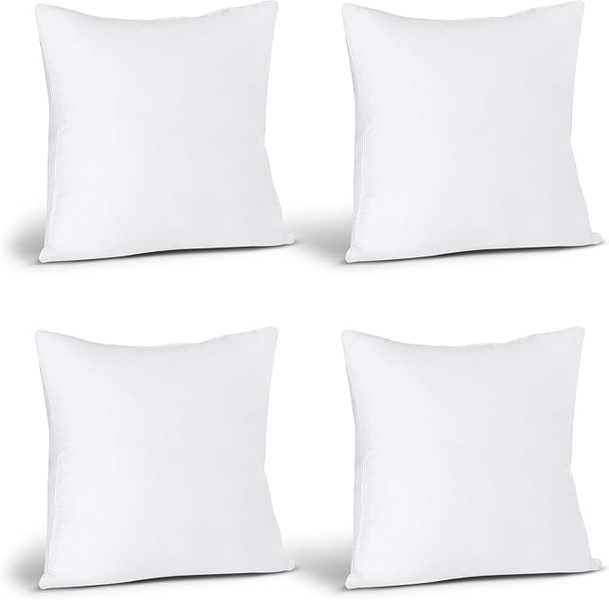 Utopia Bedding Throw Pillows, Decorative 22x22 Pillow Inserts, Set of 4 | Down alternative pillow insert with plush fluffy fill for beds sofas couches and chairs. Suitable for indoor outdoor use.